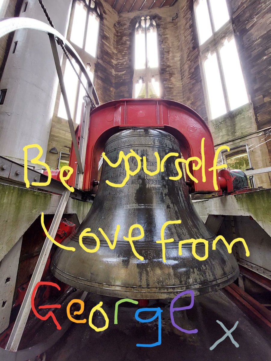 GreatGeorgeWMB's tweet photo. Happy #Pride Day #Bristol! As a bell with a bi-directional clapper, @BristolPride has my full support. I will be waving from my tower. The resident woodlouse and spiders will also be joining in. #EqualityBell https://t.co/DYBLgQdxsk
