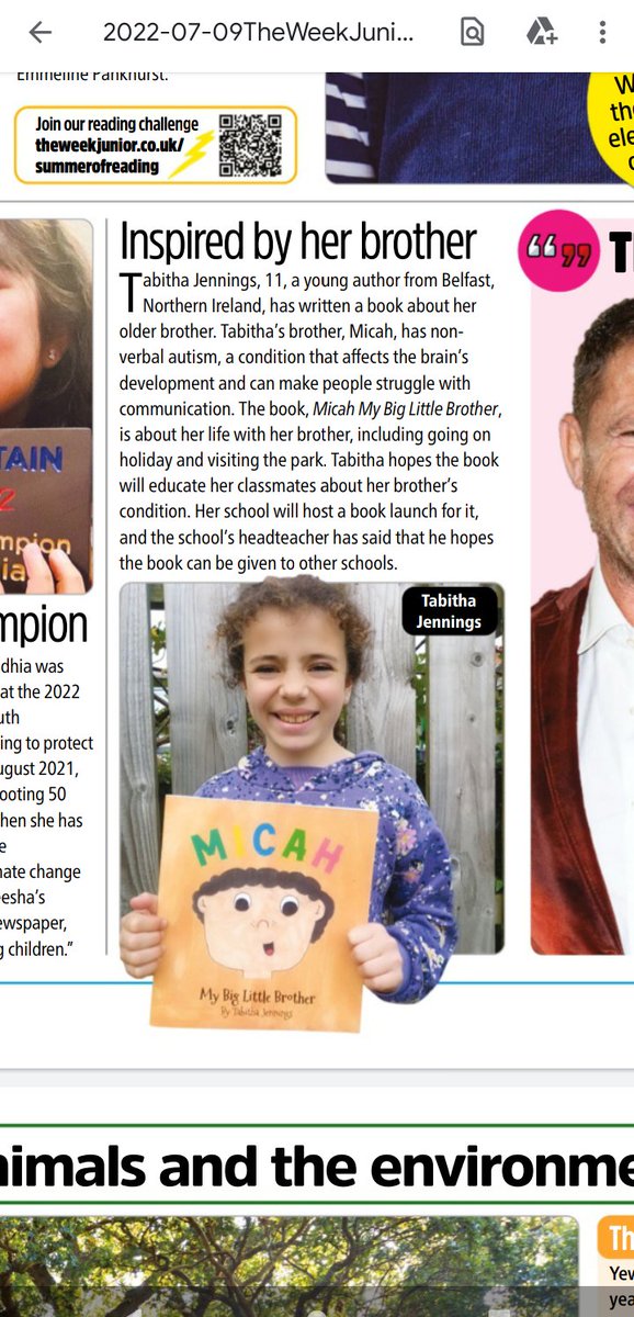 DonJen000's tweet photo. Thanks @theweekjunior for featuring Tabitha's book!
So many people are interested in #MyBigLittleBrother and we hope to find the right publisher soon to tell the story wider, and change the story for everyone!
#autism #Childauthor #DIVERSE #CHILDRENSBOOK https://t.co/NDdHApSgxv