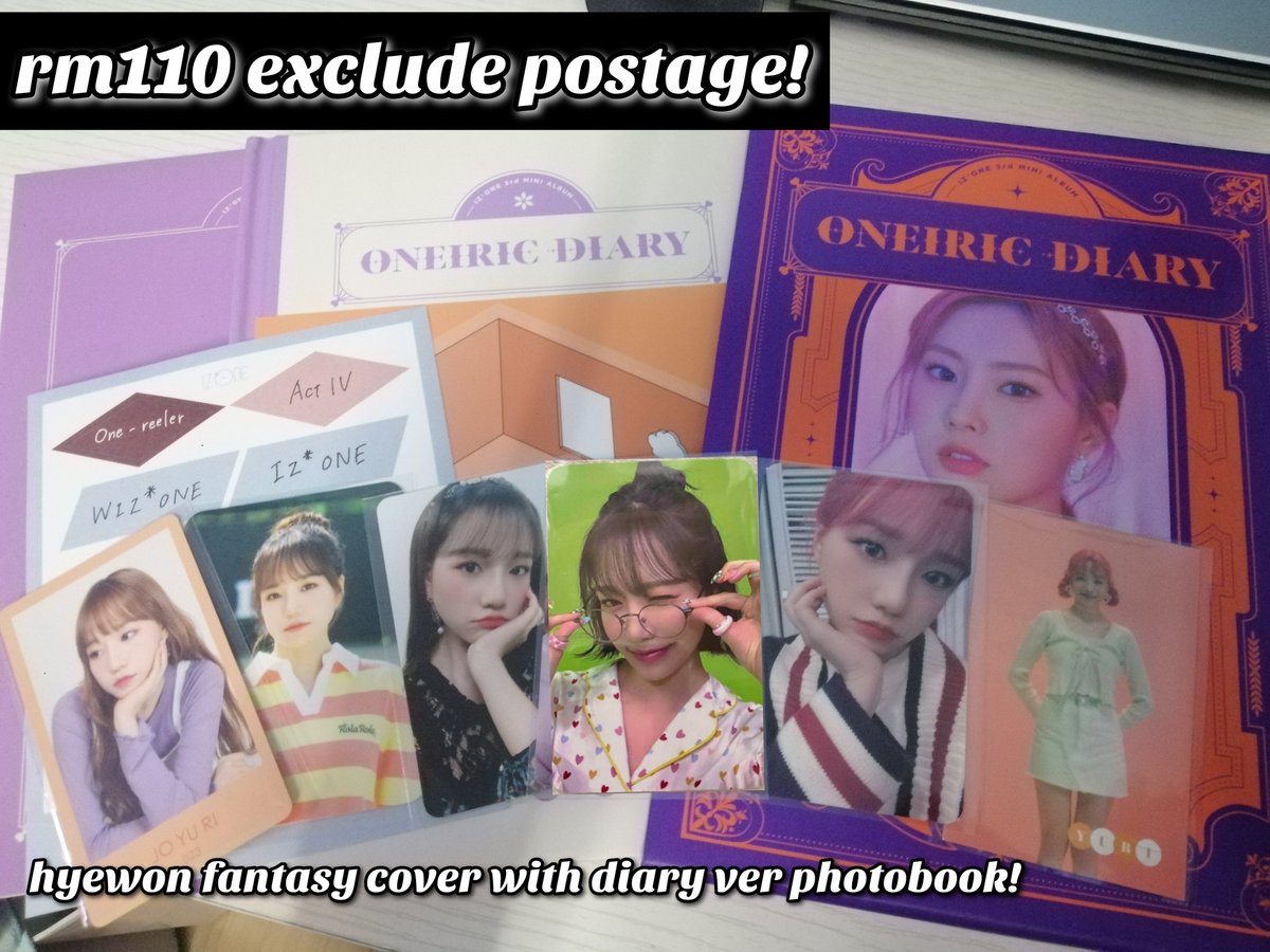 jjoyulsimp's tweet photo. [WTS] IZ*ONE IZONE ONEIRIC DIARY, 3D ALBUM!♥️
✨ everything is in good condition!
✨ postage depends on postcode
✨ All album includes cd!
✨ Each album will get a folded poster!

Help rt pls tq!
#pasarizone #pasarjoyuri @spaceship_izone @IZtrade_msia @pasarIZONE  @pasarjoyuri https://t.co/DjOCVkSvk0