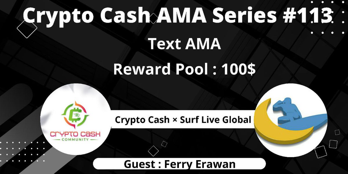🔊 Crypto Cash Community Glad To Announce AMA with Surf Live Global 

⏰ Date &amp; Time: 11/07/22 at  12 AM UTC

💰Rewards Pool: 100$

🏠Venue: t.me/cryptocash_com…
 
〽️Rules:

1⃣ Follow @CryptoCash_C &amp;  <a href="/token_surf/">Surf Live</a>
2⃣ Like &amp; Retweete

3⃣ Comment Questions &amp; Tag 3Friends