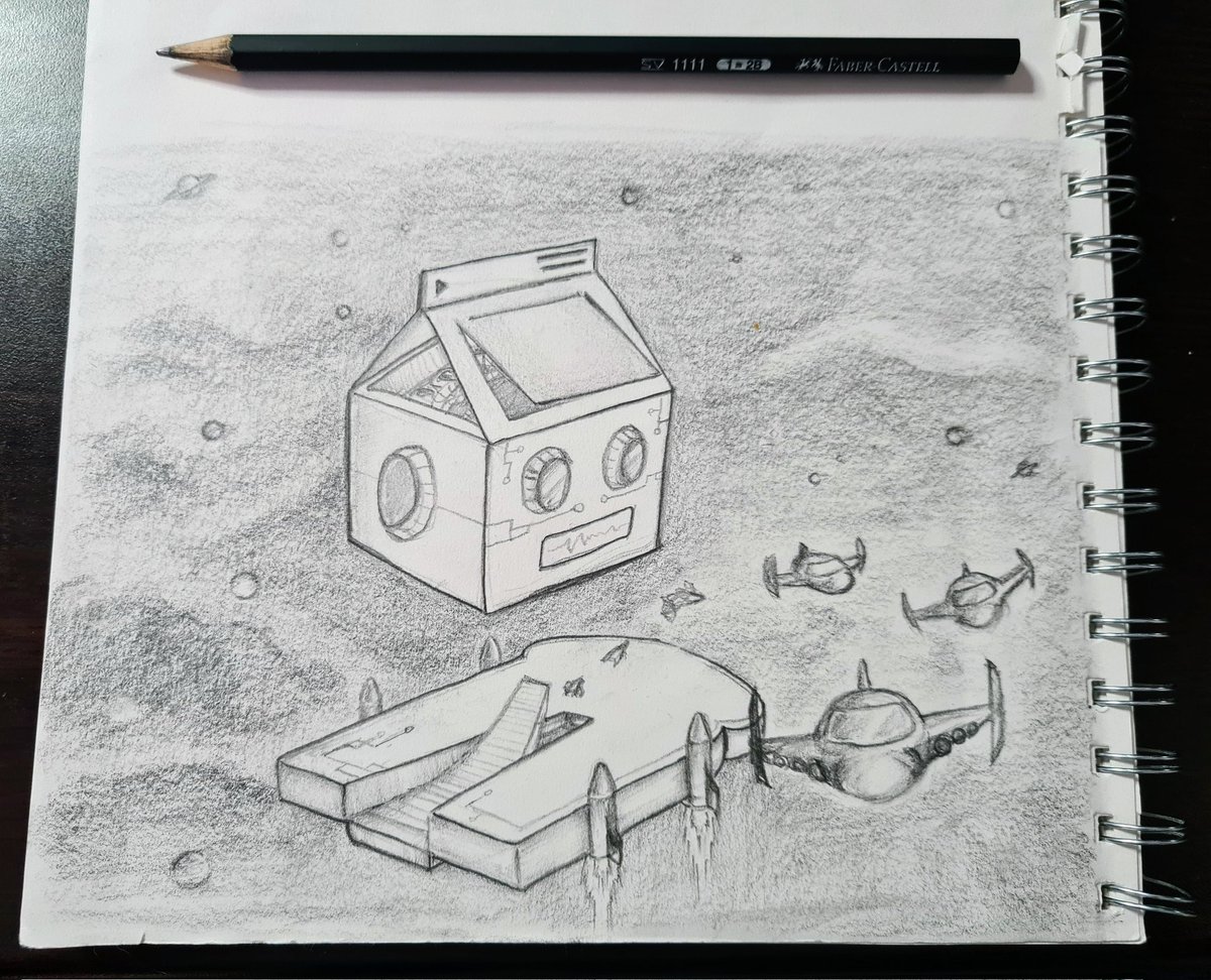haha doodling can lead to something unexpected. 😆

It's the year 3000. Humanity is reaching the peak of type II Civilization. Unfortunately, war still exists, and battles now take place in the boundless vaccum of space. But there is still hope. There is still, Milktoast.