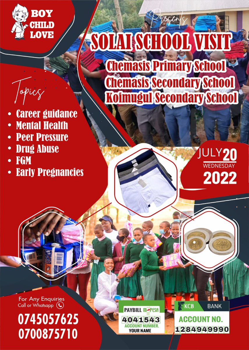 boychildlove's tweet photo. I wish to warmly invite your support on our coming school talk and mentorship program at solai region
We've got alarming news from this area on student and pupil commiting suicides, Early pregancies that's leading to Early marriages and school dropouts.
#savetheboysecurethefuture https://t.co/A5gae7rBLg