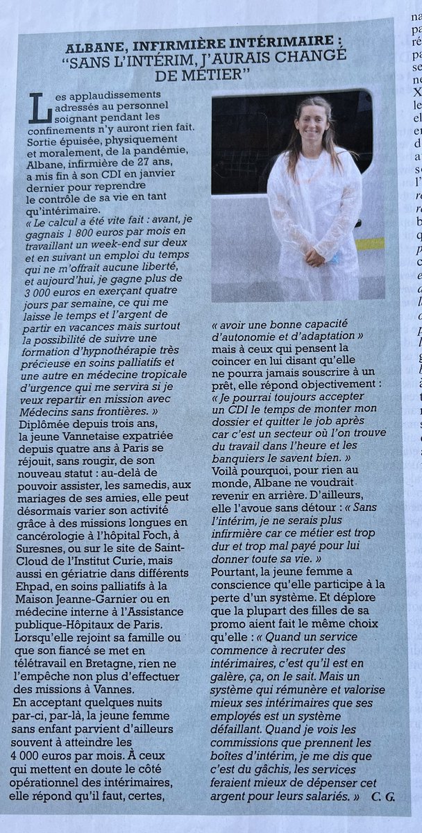 jdmatisse's tweet photo. Une infirmière explique dans le @Le_Figaro pourquoi elle ne réalise que des missions d’intérim ! 😲😲 https://t.co/FuZm3sbnKu