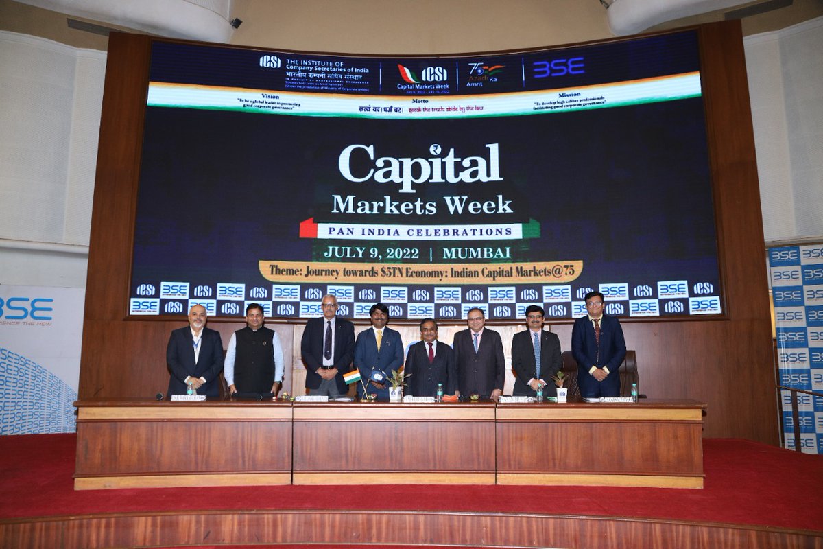 icsi_cs's tweet photo. #ICSI celebrates #CapitalMarketsWeek 2022 - Journey towards $5TN Economy. Inaugural at the hands of Sh. S V Murali Dhar Rao, ED, SEBI and Sh. Nayan Mehta, CFO, BSE @BSEIndia @SEBI_India @nayan_mehta @AmritMahotsav https://t.co/RH4kQMmsIJ