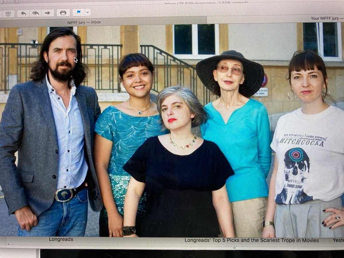 Fellow jurors at the Neuchatel International Fantastic Film Festival: Rob Coudert, Martika Ramirez Escobar, Mariana Enriquez, Prano Bailey-Bond—from whom I learned so much about films; we have seen 14 exciting films &amp; our awards are announced tonight.