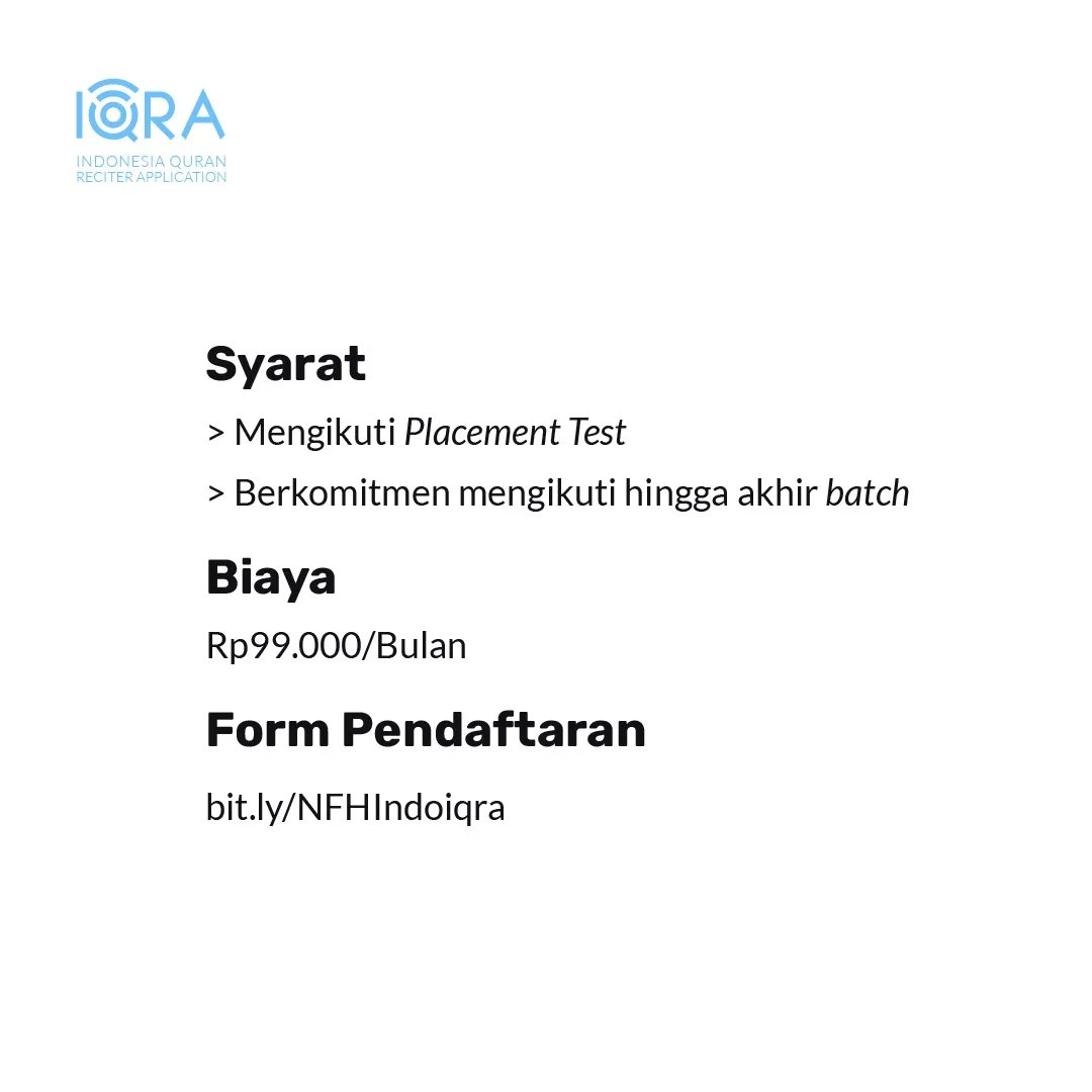 indoIQRA's tweet photo. Belajar qur'an via online? Ya di indoiqra!

Yuk daftar sekarang!
Klik link
https://t.co/QLpCSXqxWw https://t.co/HI2rO0YmwG