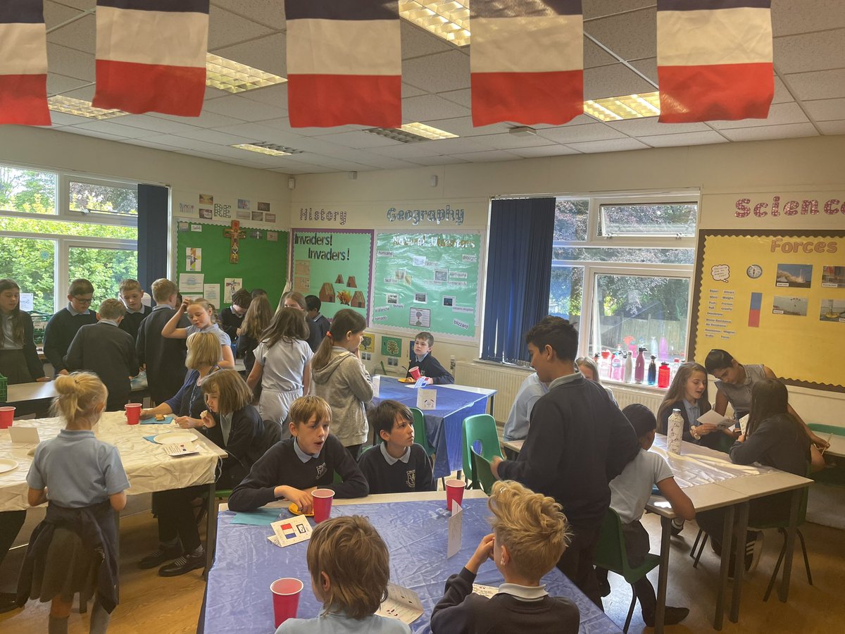 WalburgaSchool's tweet photo. A wonderfully calm and well-organised café experience on Thursday! Year 5 and 6 were waited on, served and fed - even some teachers got a little break too! 🥐 🇫🇷 @bcw_cat Thanks so much to the brilliant Madame Thacker for her expertise and teaching. #frenchexperience https://t.co/FS2C6A1Xst