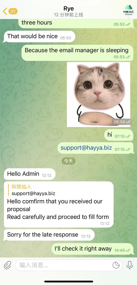 HayyaHello's tweet photo. Thanks for email from MEXC exchange.
We are happy to have a long-term cooperation with MEXC together.

HAYYA will list MEXC after 1 or 2 zero being killed again.

Guess what is next exchange will HAYYA be contacted? https://t.co/PbH936aCT2