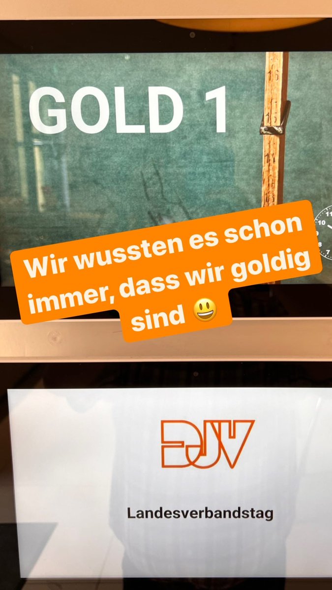 Wir wussten es schon immer:
Euer #DJVHessen ist goldig und die Nummer Eins 🤩

Wir starten jetzt mit unserem Landesverbandstag 😃