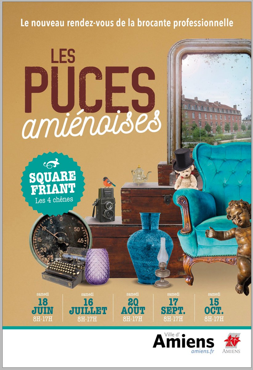 [ #Brocante 🎩 ] #Rappel : Nouveau ❗ Les puces amiénoises débarquent Square Friant
Un nouveau rendez-vous de la brocante professionnelle à retrouver chaque 3ème samedi du mois, de juin à octobre.
📆 Samedi 16 juillet 2022
🕗 De 8h à 17h
📍 Square Friant à Amiens