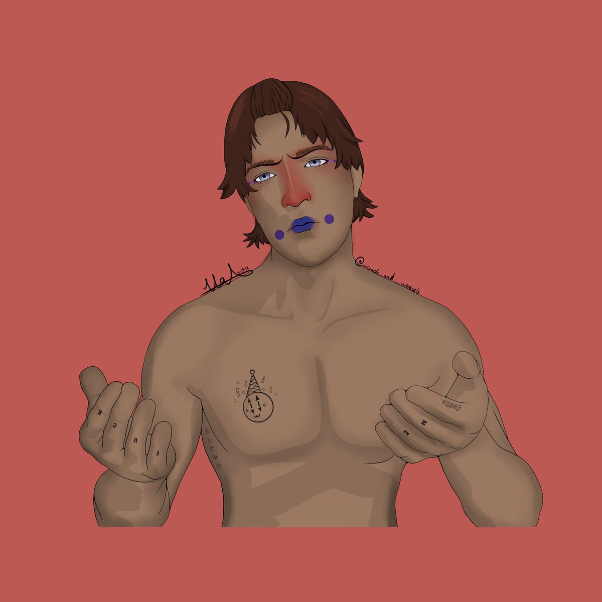 MagicWeasel's tweet photo. His name is brax, he’s a clown. Yeah um cool, anyways…you like choco milk… https://t.co/vHOMUV4LHd