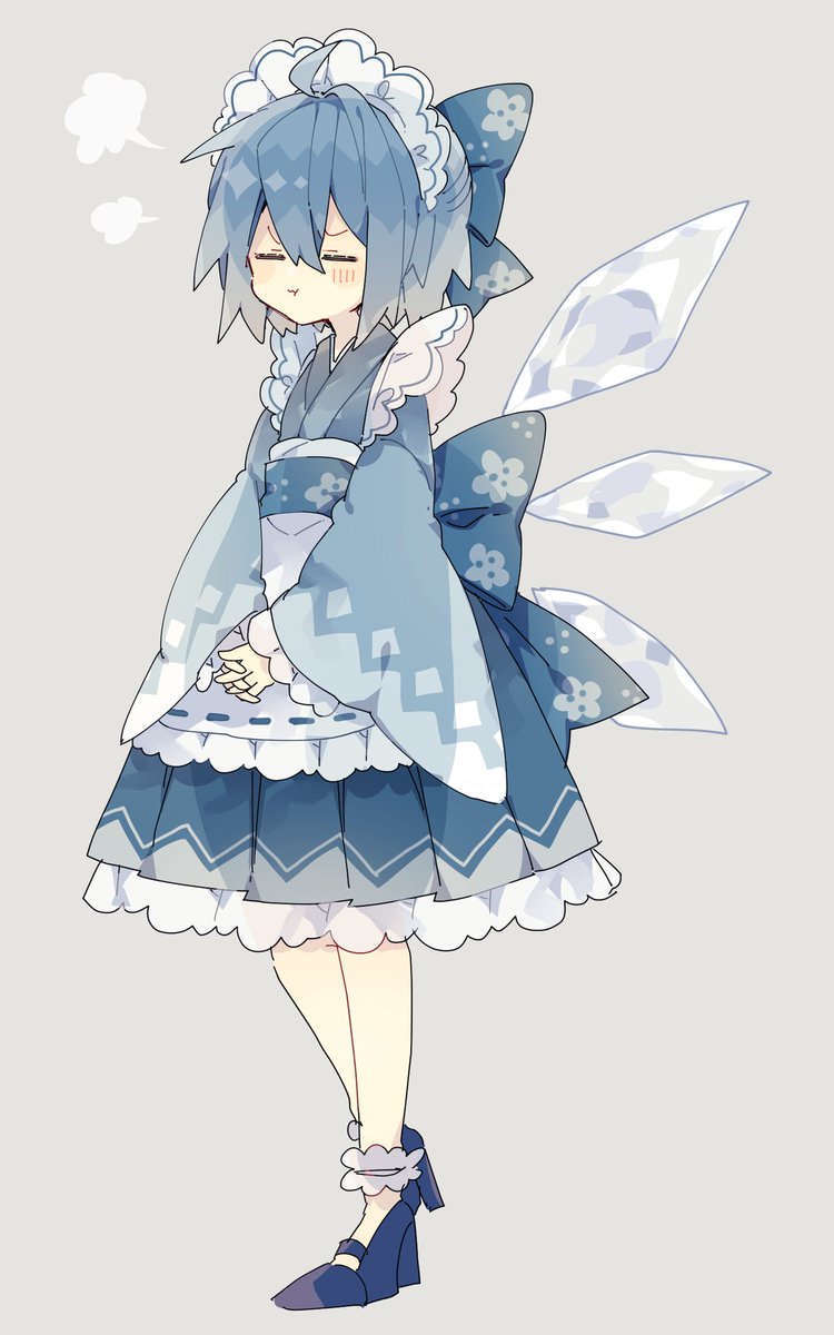 cirno 1girl solo wings ice wings blue hair ice maid headdress  illustration images