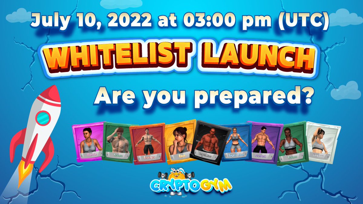 Our Beta Test 2 was a competitive success and is already on its last legs for its closing which will take place today at 8:00 pm (UTC).

On Sunday the 10th, at 3:00 pm (UTC), we will start the 1st phase of the  Whiteslist cryptogym.me/whitelist

#Whitelist #PlaytoEarn #NFTgame