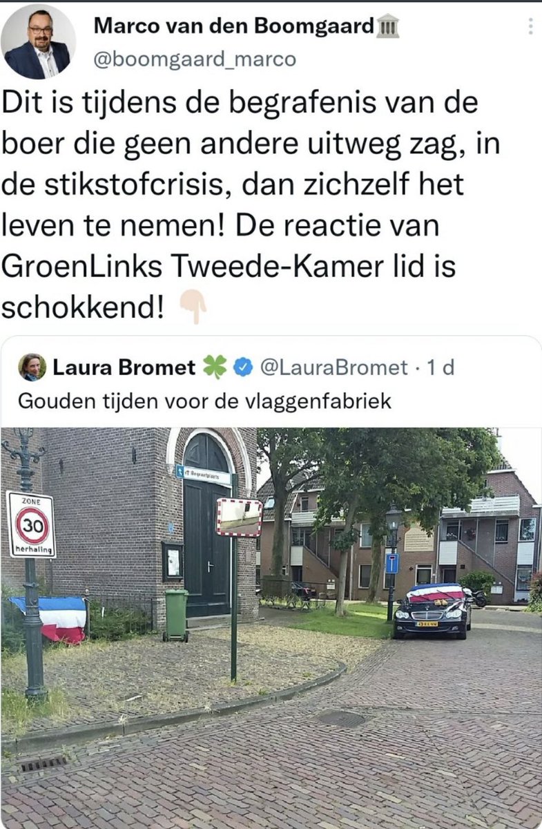 Ik wist al dat je weinig hersencellen hebt @LauraBromet . Maar dit 👇🏻 is schandalig. Wat vind je partij <a href="/groenlinks/">GroenLinks</a> hier nu van? Grapjes maken over de rug van een boer die zelfmoord heeft gepleegd. Het absolute dieptepunt van al haar stompzinnige tweets.