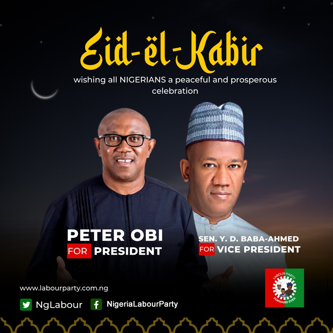 Happy Eid-el-Kabir to all Muslim. Enjoy your day! 
#LetsGetNigeriaWorkingAgain
#PeterDatti2023