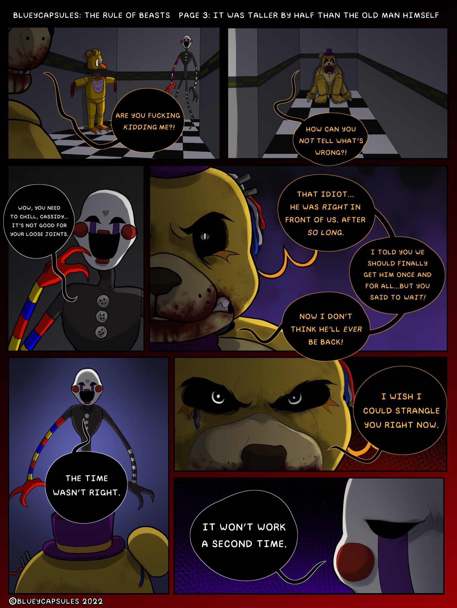 Pissy on Game Jolt: I redrew a page from famous FNaF webcomic series  BlueyCapsules Go c