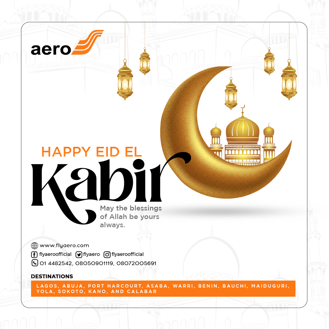 CEOAero's tweet photo. May the blessings of Allah be yours always.
Wishing all our Muslim customers a happy Eid El Kabir. https://t.co/FAJskFh81u