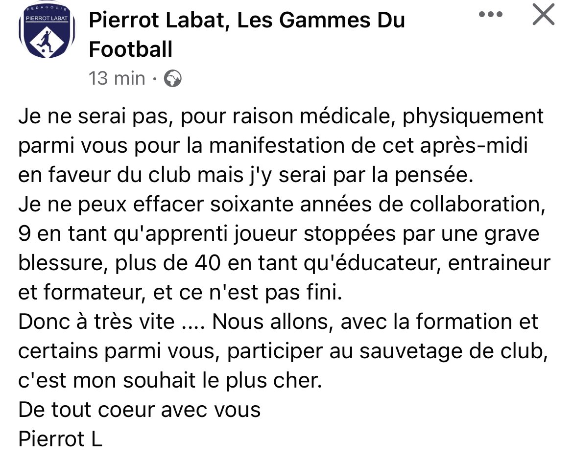 NeilNarbonne's tweet image. Je fais suivre le message de ce grand Monsieur qui est Pierrot Labat ♥️ #FCGB @girondins