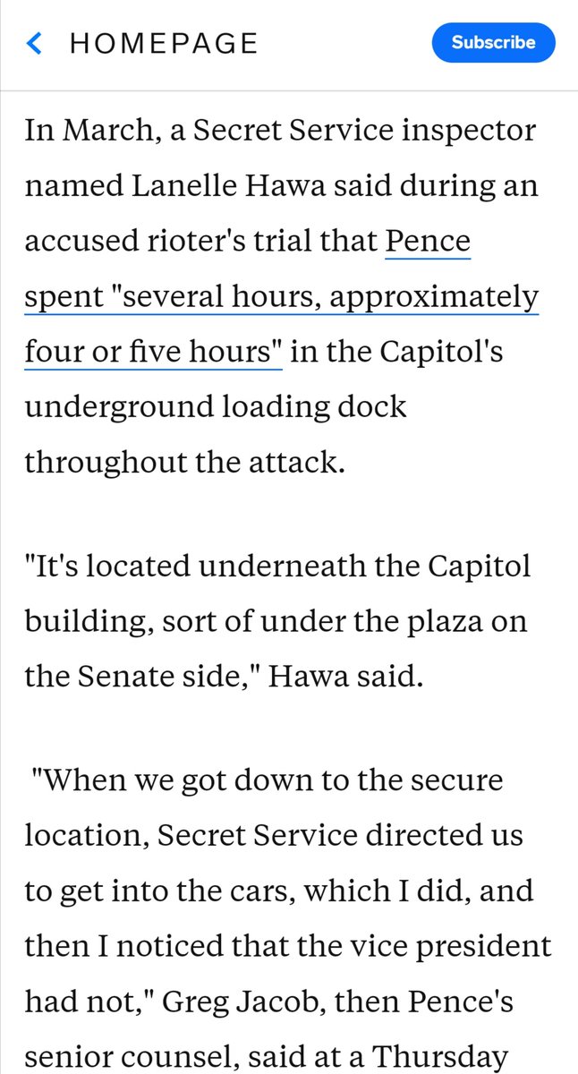 FlungingPicture's tweet photo. @MaddowBlog @CarolLeonnig That's why on Jan6, Pence was evacuated from Senate chamber to loading bay & SS Inspector #LanelleHawa & #GregJacob noticed that
VPOTUS "refused to get into the car" & waited for 4-5 hours since he knew "he could be whisked to Alaska" by the SS
From #businessinsider 20220616 https://t.co/ACgwMqY9sl