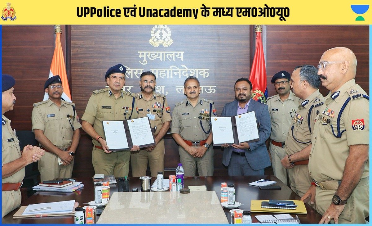 budaunpolice's tweet photo. पुलिस परिवार के बच्चों के उज्ज्वल भविष्य हेतु पुलिस मुख्यालय पर @Uppolice एवं @unacademy के मध्य दिनांक 08.07.2022 को एक एमओयू किया गया है।
प्रतिस्पर्धात्मक परीक्षा से चयनित 3500 बच्चों को निःशुल्क शिक्षा एवं सभी कोर्स पर 50% छूट प्रदान की जायेगी।
#UPPCares https://t.co/TpS8Mc7nuS