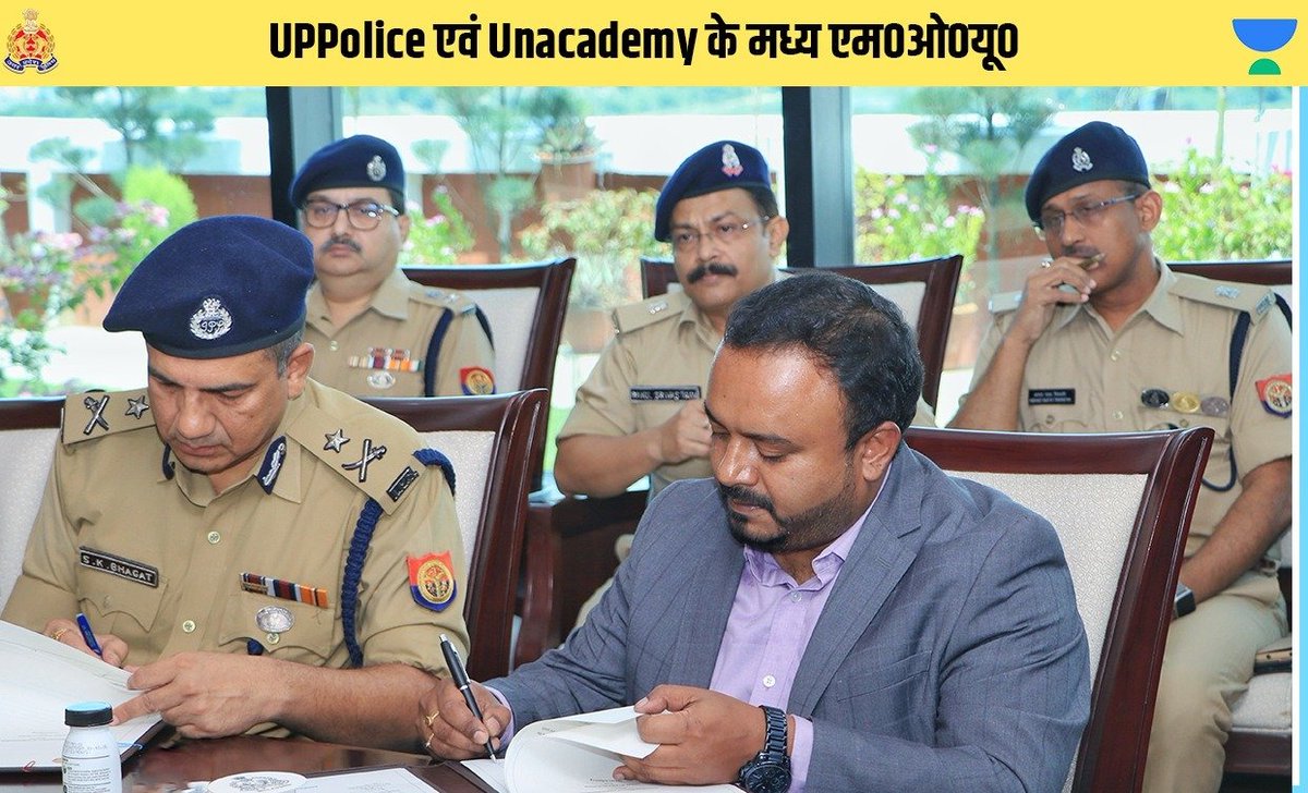 balliapolice's tweet photo. पुलिस परिवार के बच्चों के उज्ज्वल भविष्य हेतु पुलिस मुख्यालय पर @Uppolice एवं @unacademy के मध्य दिनांक 08.07.2022 को एक एमओयू किया गया है���

प्रतिस्पर्धात्मक परीक्षा से चयनित 3500 बच्चों को निःशुल्क शिक्षा एवं सभी कोर्स पर 50% छूट प्रदान की जायेगी।
#UPPCares https://t.co/TjorVkl43z