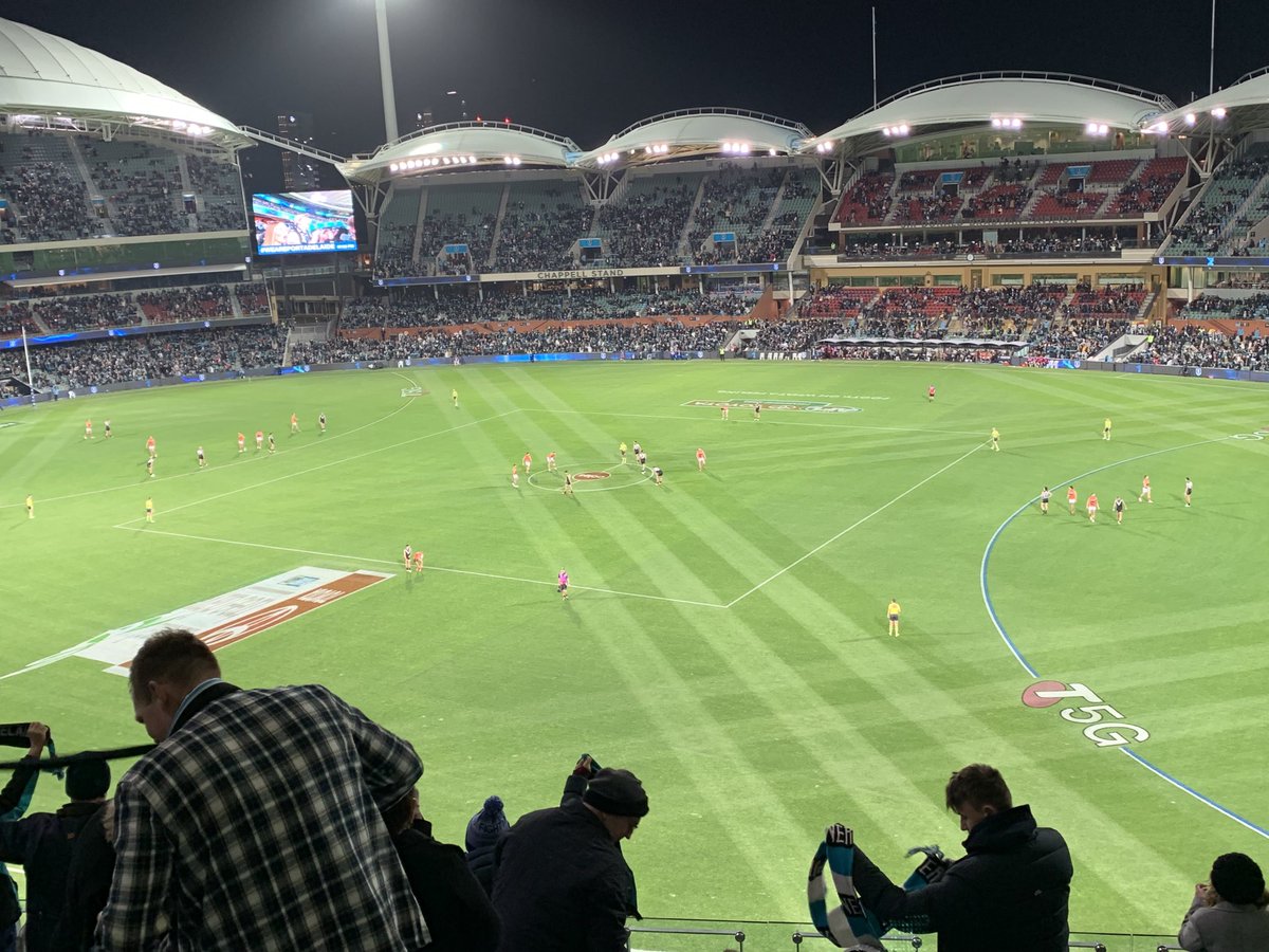 Looks like I’m a #portadelaide supporter tonight. #adelaideoval