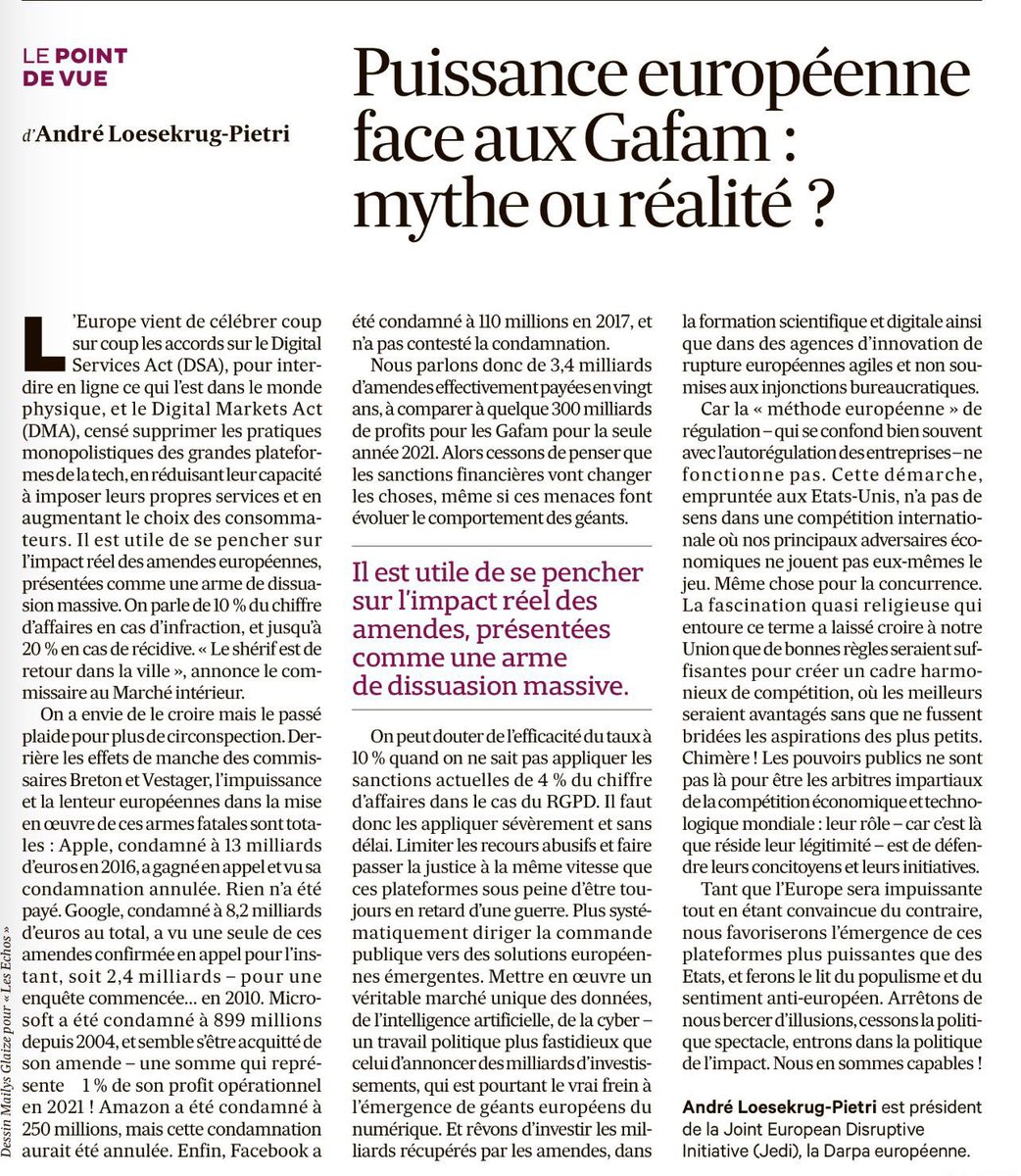 Texte à rappeler pour le débat sur ´Réguler les #GAFAM’ au #REAix2022 ⬇️

Arrêtons le mythe que les amendes fonctionnent et que la régulation seule va nous sauver #Breton