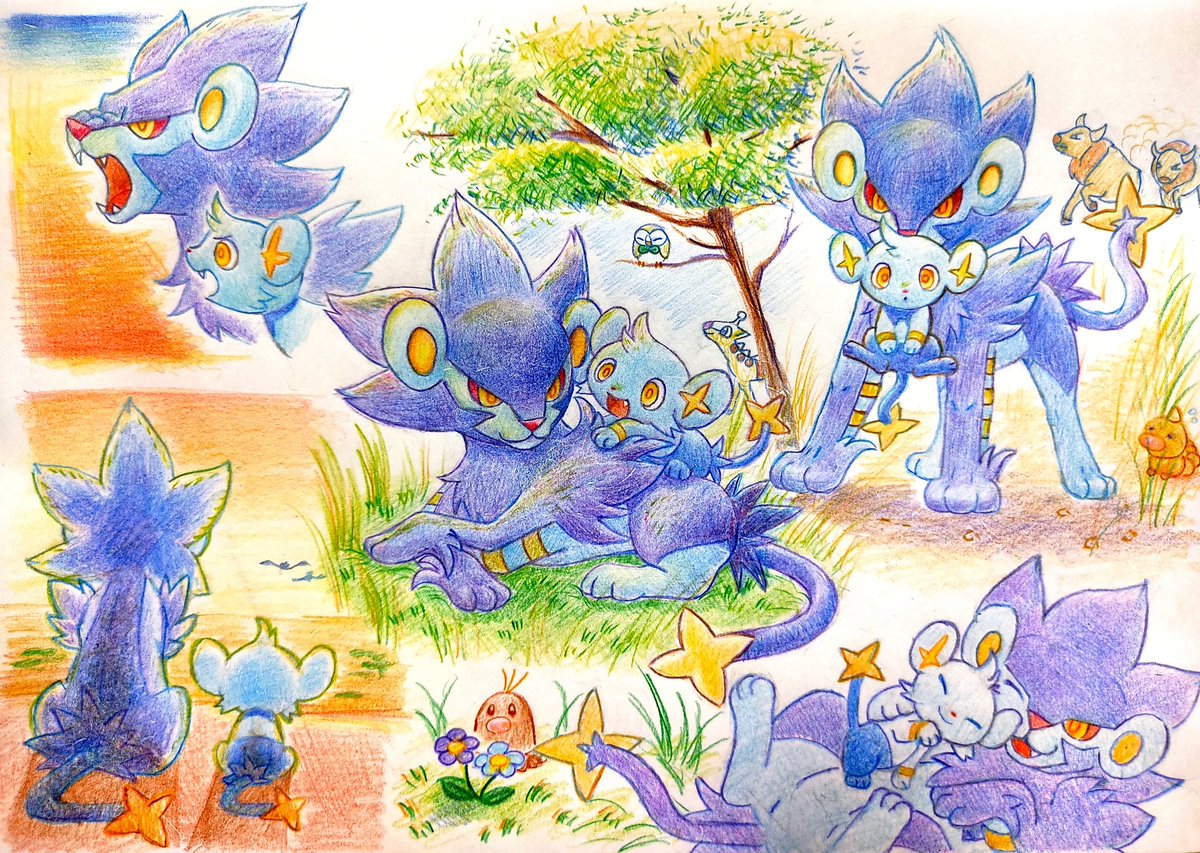 pokemon (creature) no humans grass open mouth flower tree smile  illustration images
