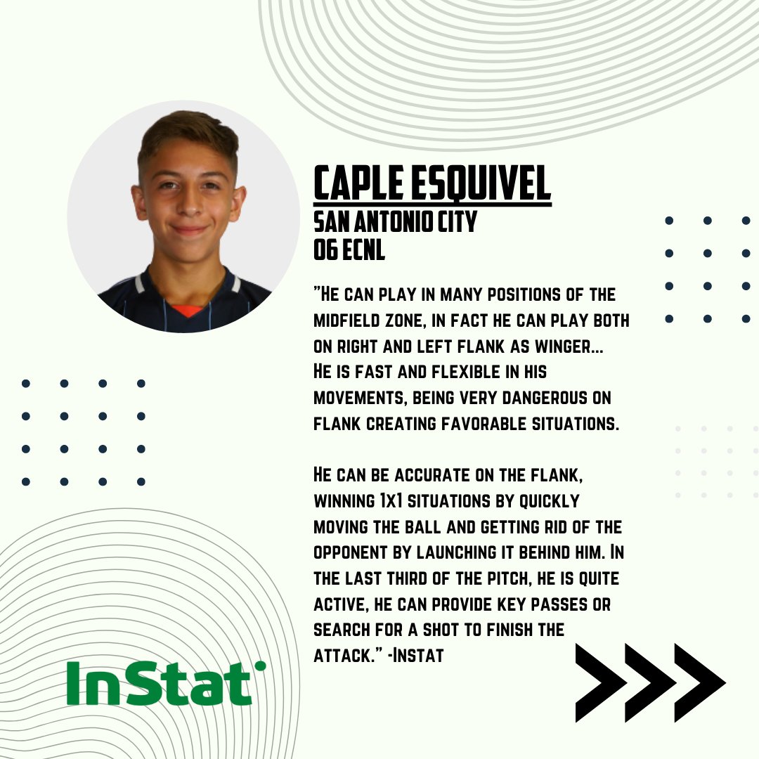 Congrats Caple Esquivel 👏 for being picked Best Players 05 Boys 2022 by <a href="/InStat_Sport/">InStat Sport</a> 🏆 🎉 

Great job, we're proud of you 👊

#BuildingTheCITY #SACityProud
🔵🔴