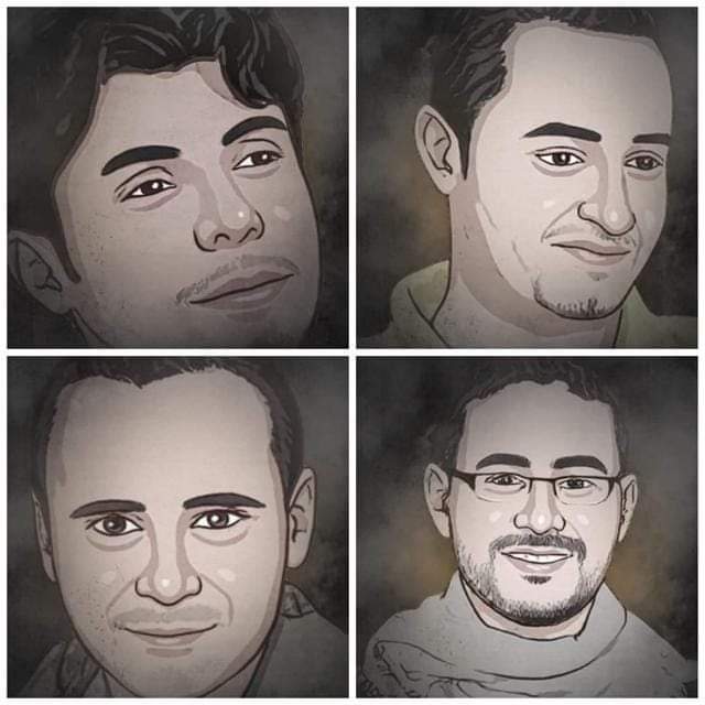 يا قوم 
كل مناسبة تحيون فيها أفراحكم وابتهاجاتكم هي مأتم عند هؤلاء الزملاء الأربعة الذين يحل عليهم هذا العيد الذي يعد العيد السادس عشر وهاهو يمر وهم ولا يزالون في سجون الحوثي