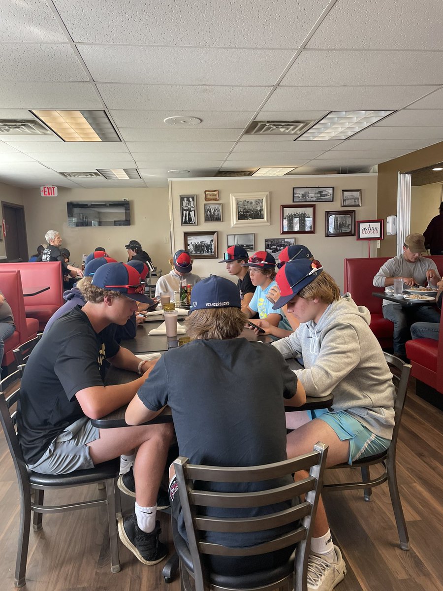 coach_strand's tweet photo. The boys enjoying a nice breakfast at gramma Sharon’s while we wait out the delay… another gem of Williston https://t.co/mBuUavLAdu