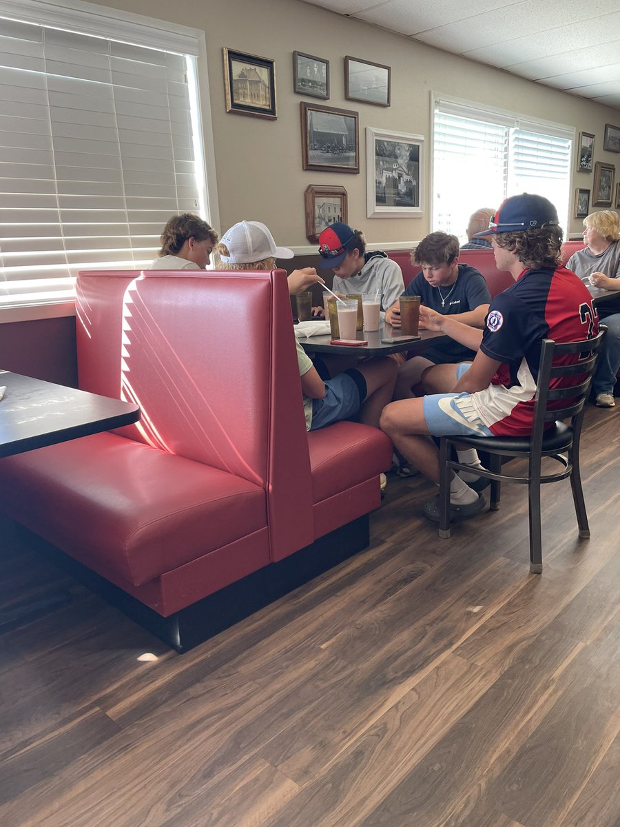 coach_strand's tweet photo. The boys enjoying a nice breakfast at gramma Sharon’s while we wait out the delay… another gem of Williston https://t.co/mBuUavLAdu