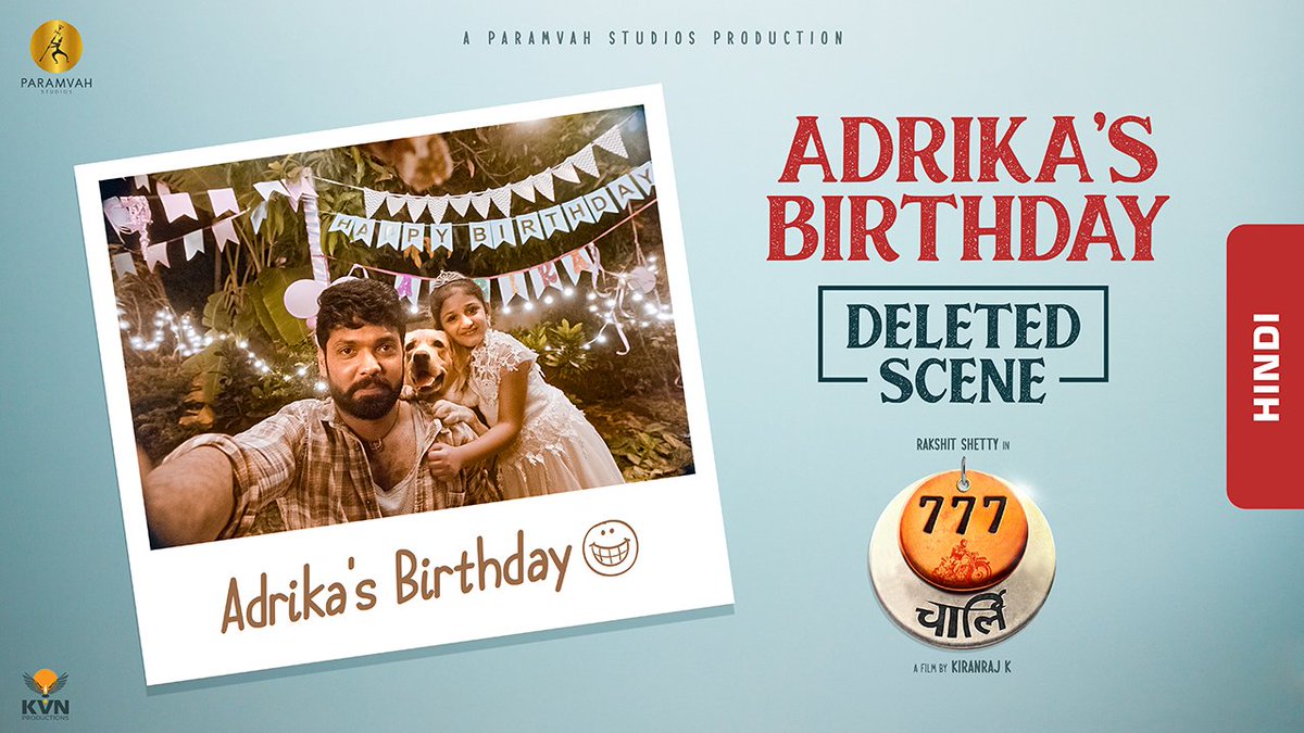 UFOMoviez's tweet photo. Are you ready for the birthday party?! Here is the Adrika's birthday party deleted scene from #777Charlie ✨
https://t.co/fhdwtPPIZw
#777CharlieDeletedScene
@rakshitshetty @UFOMoviez @Kiranraj61 @RajbShettyOMK @sangeethaSring @ParamvahStudios https://t.co/fHYDhSCt4q