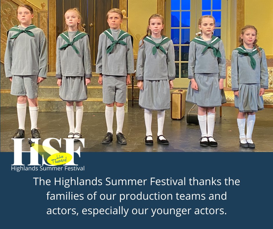 HighlandsSF's tweet photo. Producing a large-scale musical is a monumental task for the production team, actors, and their families.  
The Highlands Summer Festival is truly grateful to all the families, especially the parents of our younger actors.  

Tickets are available at https://t.co/Cq63d63Ie3 https://t.co/0dgI38IlOQ