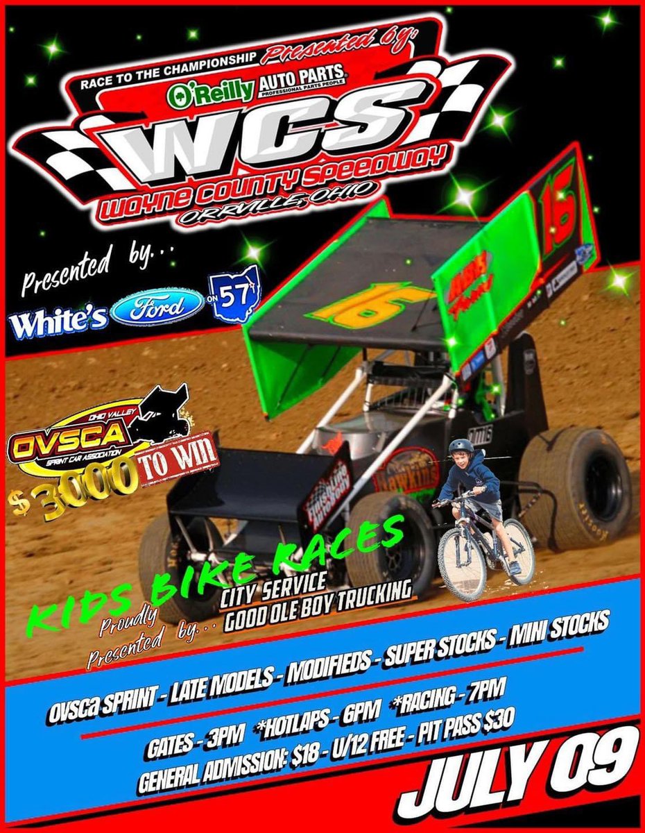 It’s raceday at <a href="/wcsohio/">Wayne County Speedway</a> with the <a href="/OVSCA/">OhioValleySprintCars</a>! Come out and enjoy some great racing action!