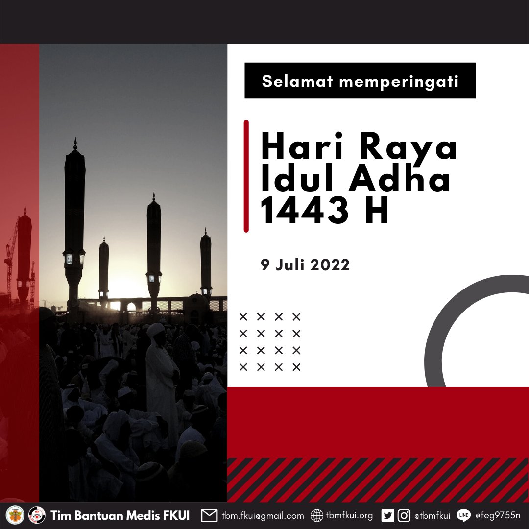 [HARI RAYA IDUL ADHA 1443 H]⁠
⁠
TBM BEM IKM FKUI mengucapkan selamat memperingati Hari Raya Idul Adha 1443 Hijriyah bagi yang merayakan.⁠
⁠⁠
#TBMFKUI⁠
#TangguhBeraniMandiri⁠
#TogetherBringsMore