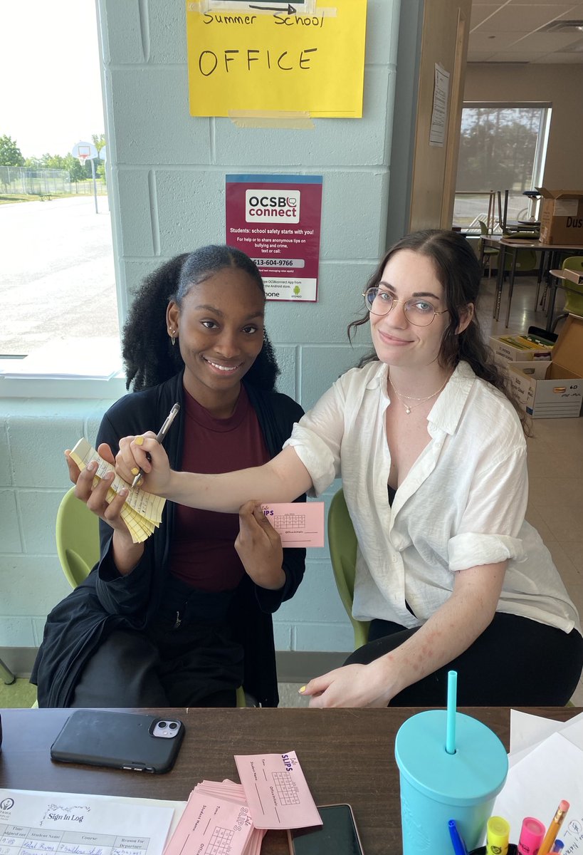 JaneGillier's tweet photo. Even without internet access yesterday our Summer School @ St. Patrick C. H. S.  awesome Office Administrators were on top of things using pen and paper to keep things running smoothly! #ocsbSummerSchool #ocsbBeInnovative #ocsbssTEAMJ2 https://t.co/TVauCo3yL7