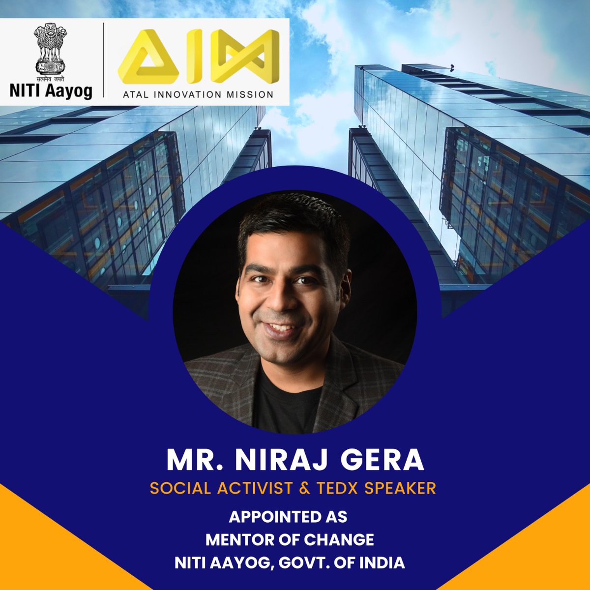 nirajgera's tweet photo. Grateful to receive this new responsibility from @NitiAayog ,  Govt. Of India, to empower youth !
.
'Mentor Of Change' 😇🙏🌟

I seek blessings/support that I am able to be 100% in this new role 🌟🙏

#Mentor #MentorOfChange #govtofindia #NirajGera #GraceOverflow #ThankYouSriSri https://t.co/ZbPGbAUuJf