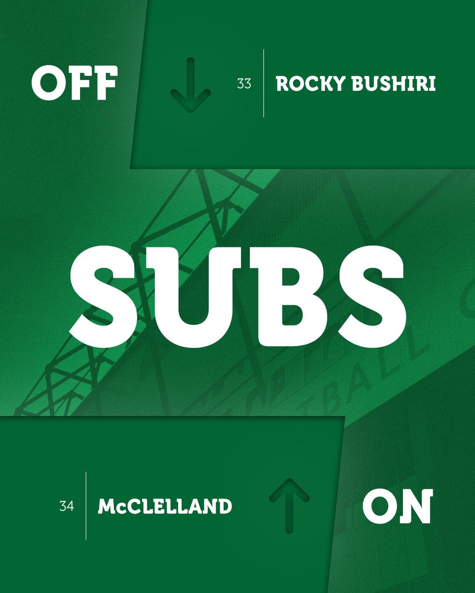 Lee Johnson makes a change at half-time as Kyle McClelland replaces Rocky Bushiri.