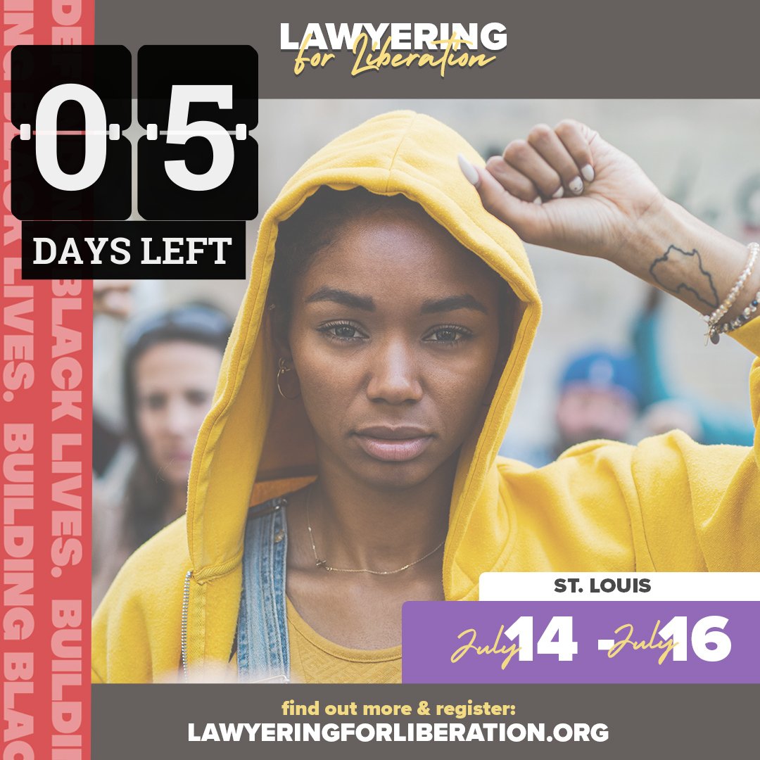 The time is now! We are only 5 short Days away from our Lawyering for Liberation conference. Don't miss out on CLEs, plenaries, Liberation Labs and more!⁠
⁠
Grab your ticket today at lawyeringforliberation.org!
⁠
#lawyeringforliberation #movementlawyer #FromNYtoSTL⁠