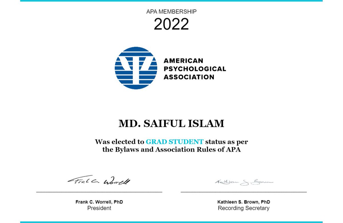 SaifulMsh's tweet image. Alhamdulillah! I have just received an email from the American Psychological Association (APA) for becoming a member. I am so excited to join here.