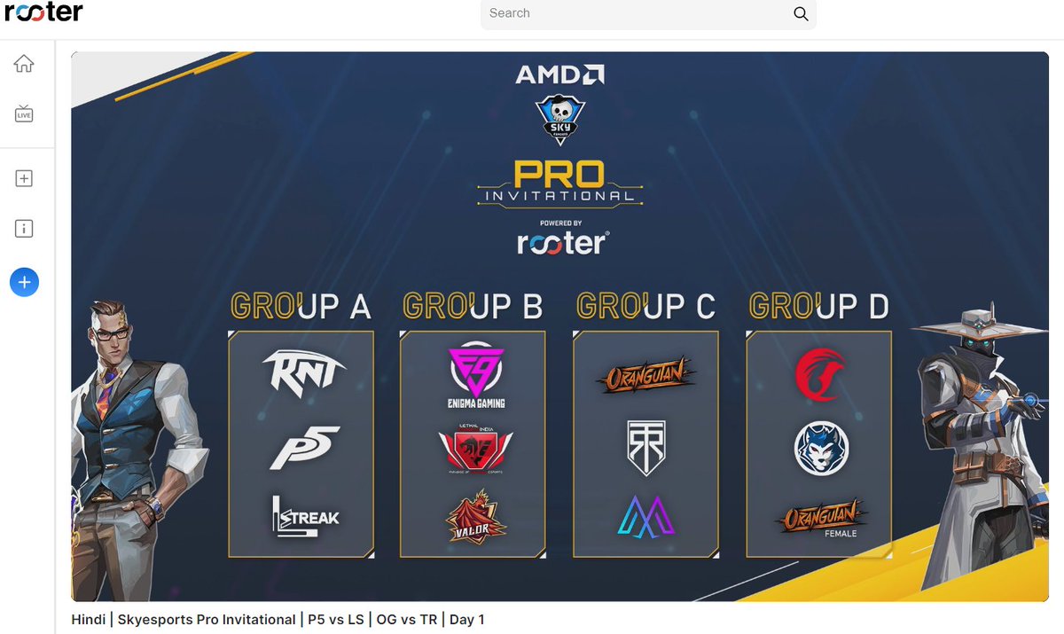 skyesportsintl's tweet photo. We are LIVE with AMD Skyesports Pro Invitational powered by @RooterSports! Here are the group split of all the teams! Watch the game live and exclusive on Rooter!
📺https://t.co/yzyL5eBQuv
#Skyesports #ProInvitational https://t.co/7gJCnR0xaO