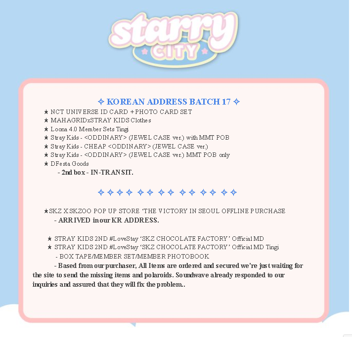 starrycityph's tweet photo. ┈┈⋆ #SCPHUpdates✨
Thank you so much for the patience
Always Stay Safe and Healthy po!

☆ If we missed an update don't hesitate to DM us.
☆ Incoming updates this week will be replied to this tweet. https://t.co/xZbKszLa8D