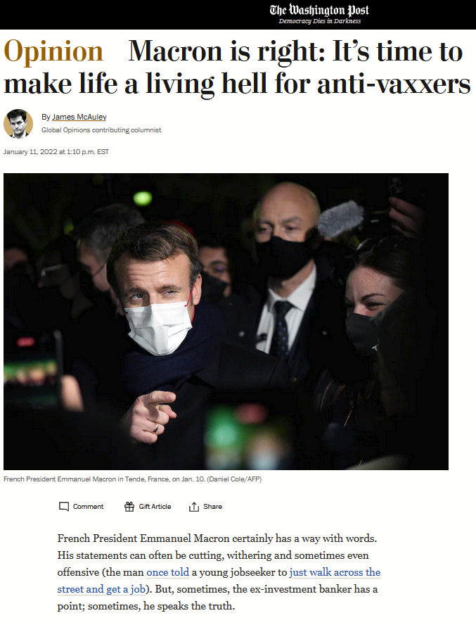 Opinion: Let's never, ever forget these people and what they did to our society. (Emanuel Macron, James McAuley, The Washington Post, and everyone like them)
washingtonpost.com/opinions/2022/…