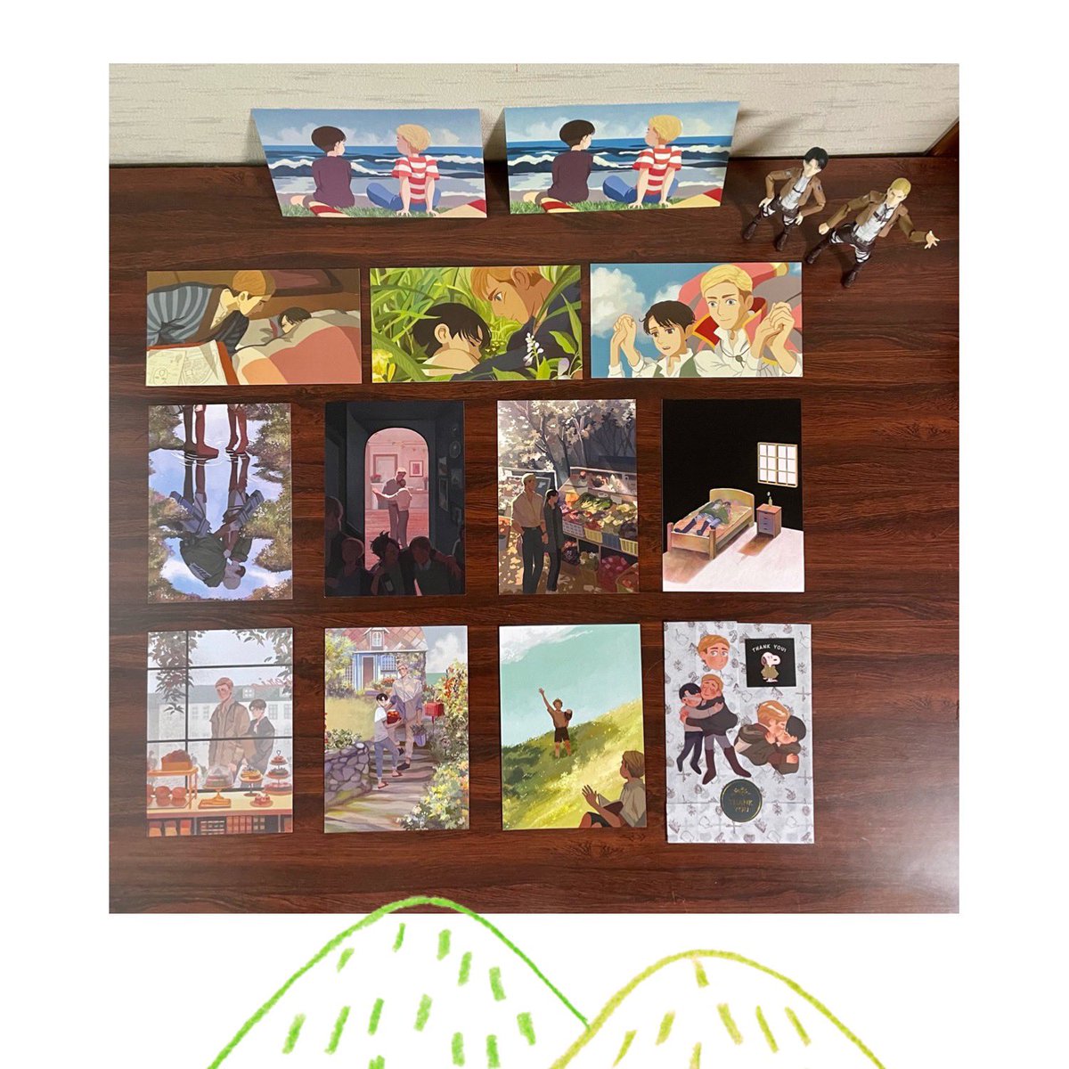 01260722's tweet image. これまでお迎えした@_45789 さんの作品たち🎨✨
大好きで2枚目の購入となった魔女宅は1枚目と色合いが少し違ってて、そこがまた良い...🫶
そしてまさかすぎるサプライズをいただいて、開封した時思わず悲鳴が出た😂　本当にありがとうございます。大切にします！！