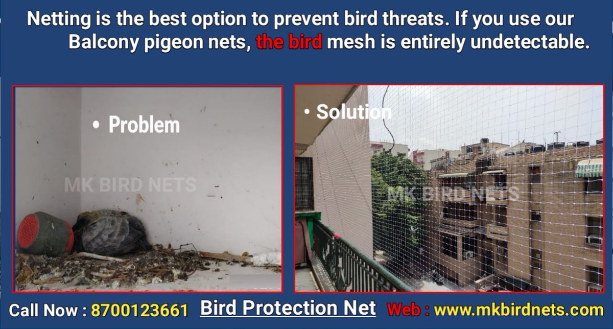 NetsBird's tweet image. There is wide range of professional services available in your local area to help you stay protected from the damage due to birds.

Visit Here To Know More: mkbirdnets.com

#balconynet #mkbirdnets #birdprotection net #pigeonnet #nylonnet #pigeon netting