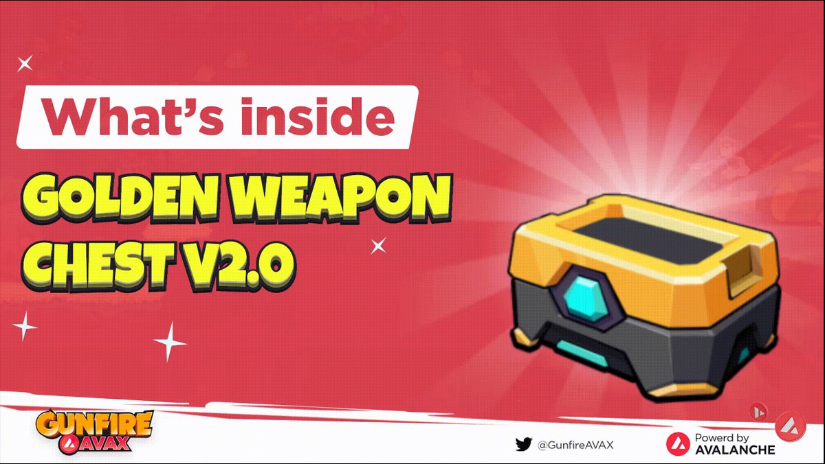🎉Golden Weapon Chest Ver2.0 has been RELEASED!! Please check it out now🎉

What's inside this version chest?
🔫 Gemini Rifle
🔫 Blizzard

The rarities include Legendary and Epic, so why not try your luck now?? 🔥
#pewpew #gunfireAVAX