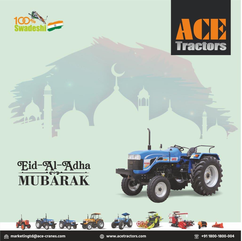 ACETractorIndia's tweet photo. Wishing you and your family good health, happiness, peace, harmony, and prosperity on the auspicious occasion of Eid Al Adha!
#ACETRACTOR #eidaladha2022 #eidmubarak #agriequipment #100swadeshi #farmering https://t.co/V6LijTTHEX