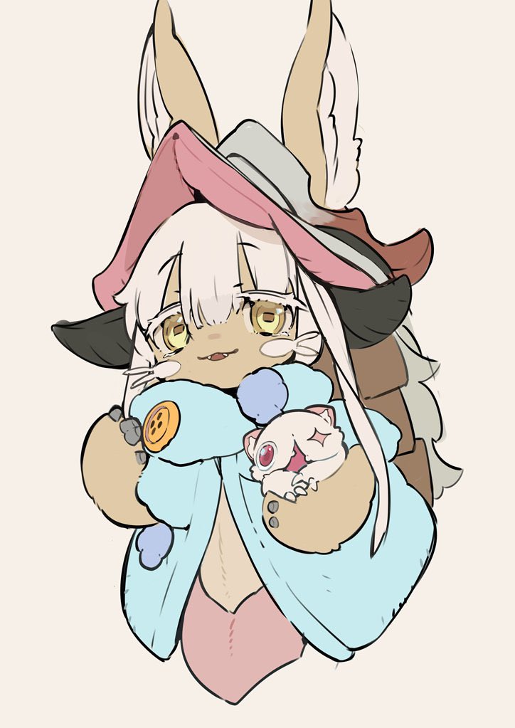 nanachi (made in abyss) animal ears 1other white hair open mouth furry ears through headwear whiskers  illustration images
