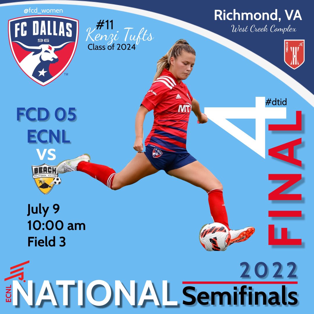 kenzitufts10's tweet photo. onto the next.. FINAL 4๏ธโฃ with the best team! letโs get it ๐ค #FCDTID @FCDwomen @fcdallas05ecnl https://t.co/HPPw4sbY9A